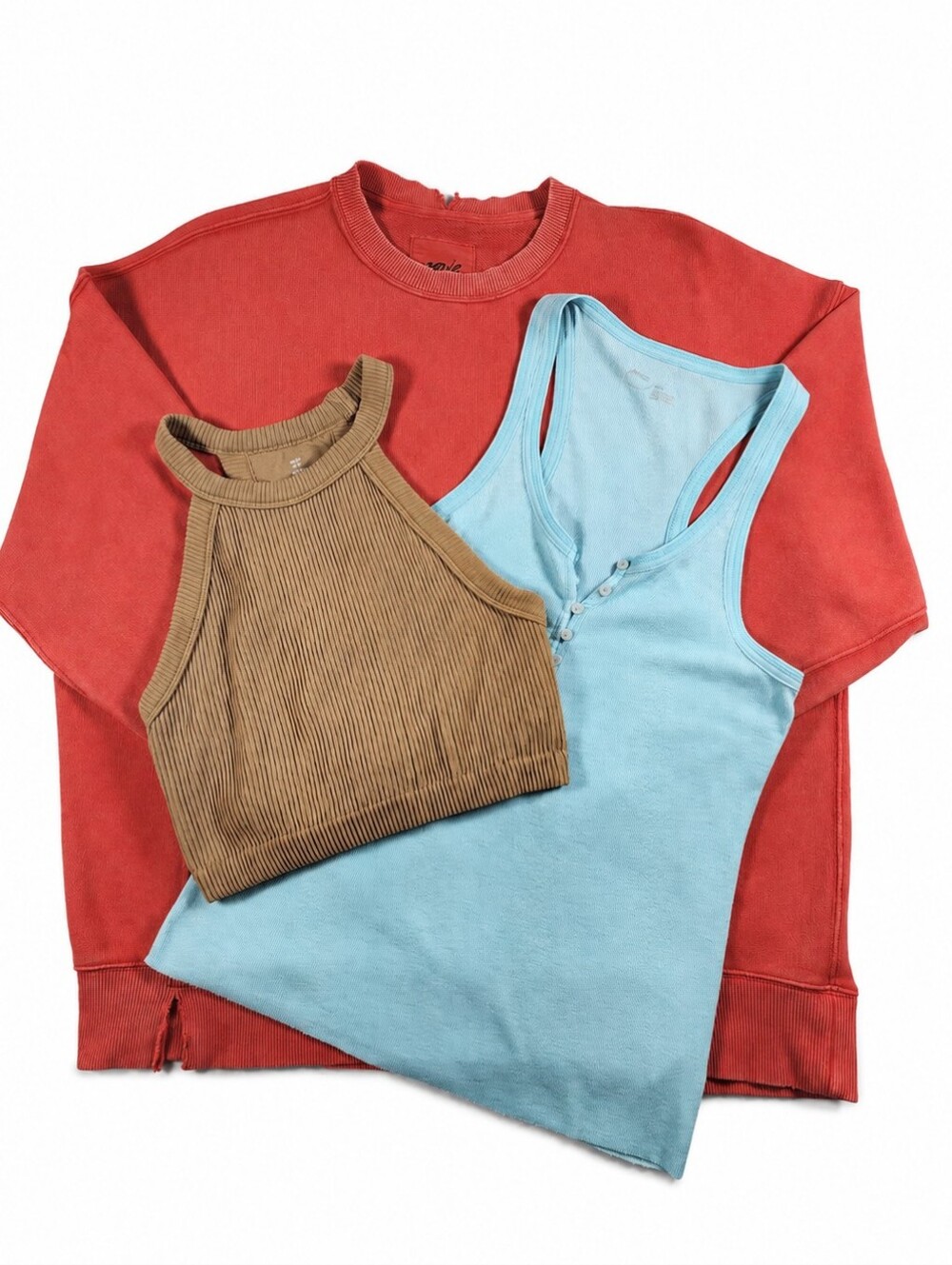 Aerie Size M 3pc Bundle Oversized Sweatshirt Ribbed Tank Tops